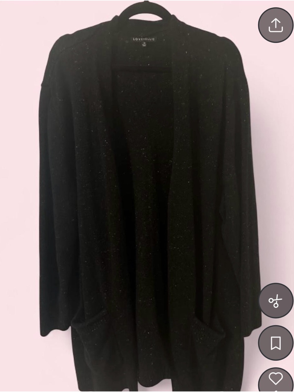 Love Ellie Black Speckle Open-Front Cardigan with Pockets